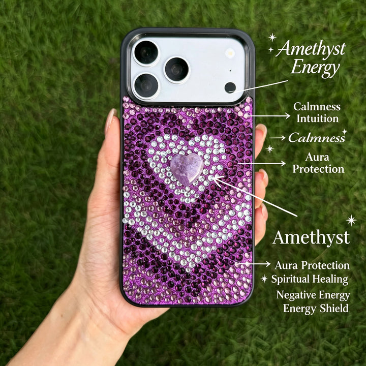 Amethyst Aura Crystal Phone Case -A Symbol of Calm, Intuition &amp; Inner Harmony