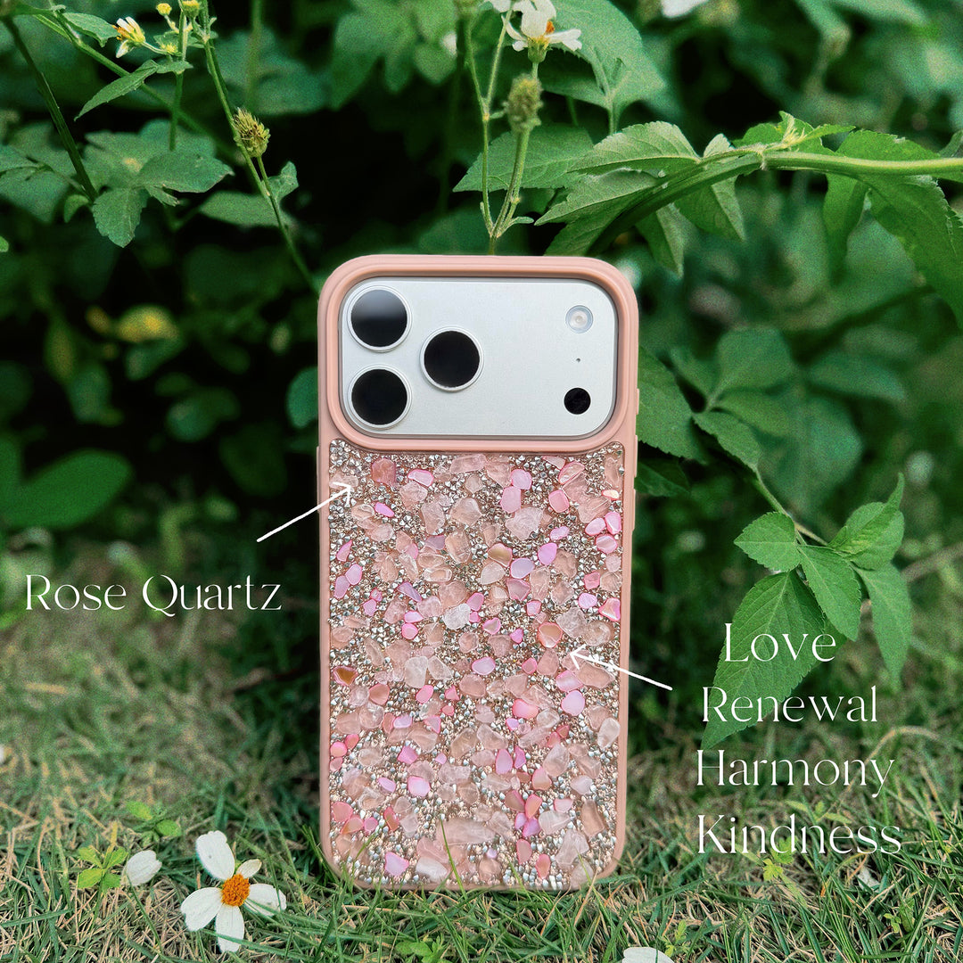 Rose Quartz Love Case Handcrafted Crystal Energy Phone Case