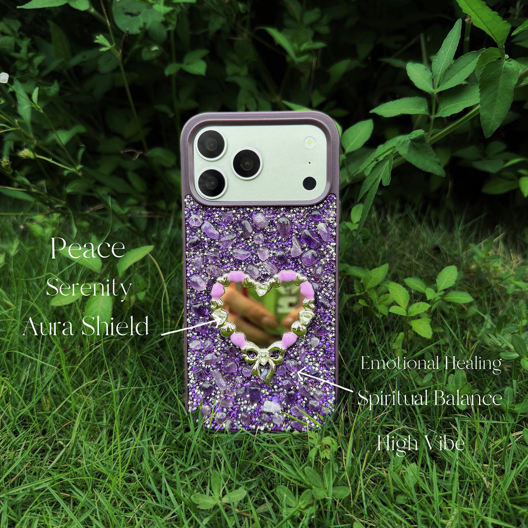 Amethyst Heart Crystal Energy Phone Case  Protection. Beauty. Intention.