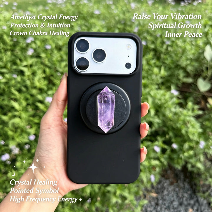 Amethyst Double Terminated Crystal Magnetic Phone Grip