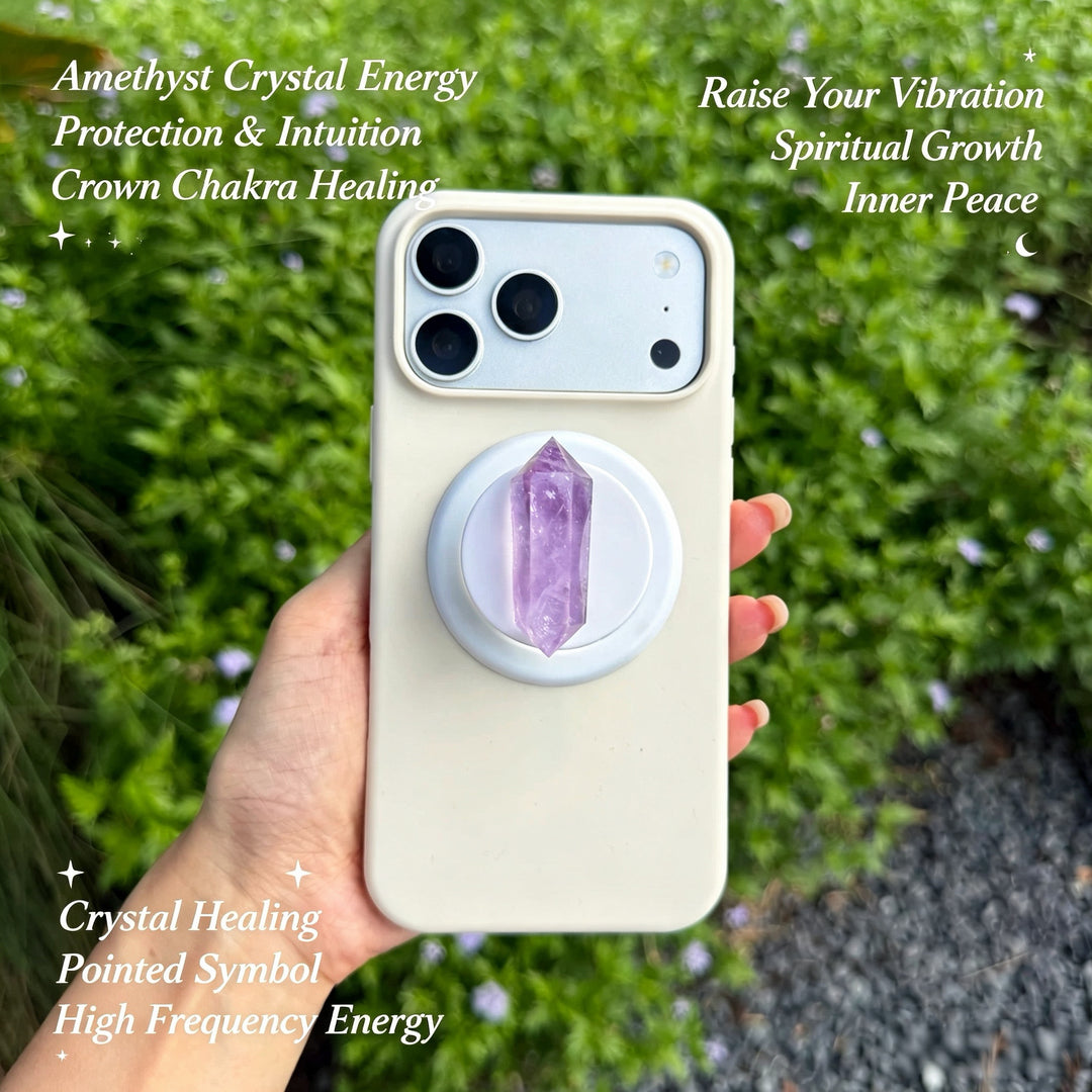 Amethyst Double Terminated Crystal Magnetic Phone Grip