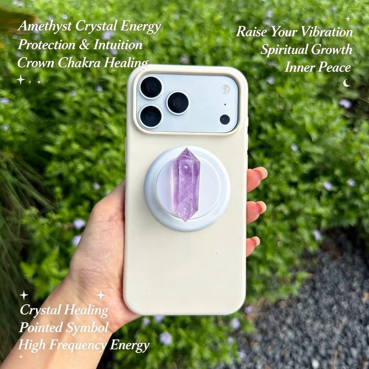 Amethyst Double Terminated Crystal Magnetic Phone Grip