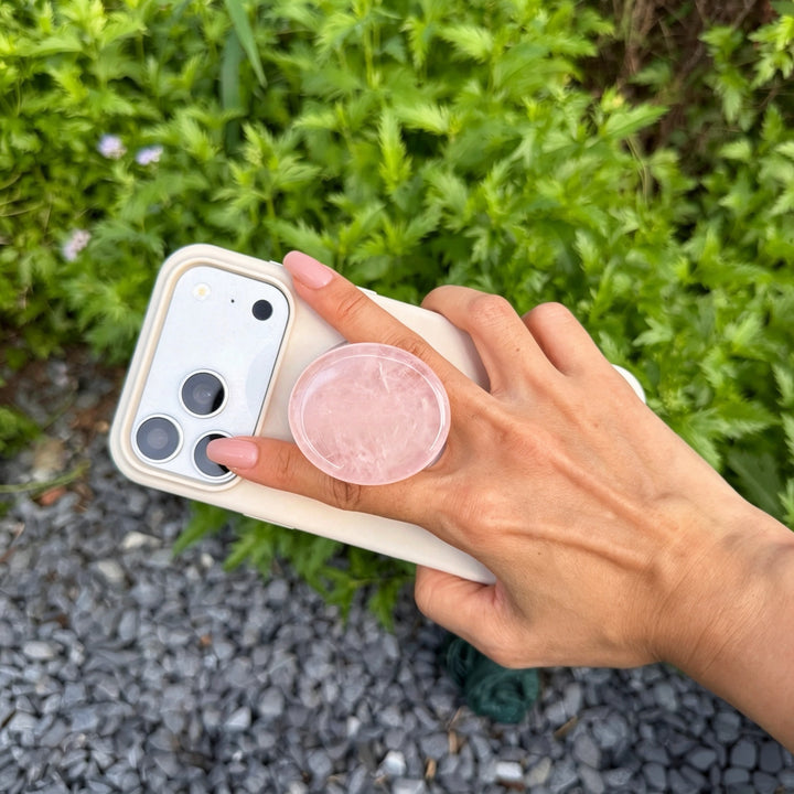 Rose Quartz Crystal Magnetic Phone Grip