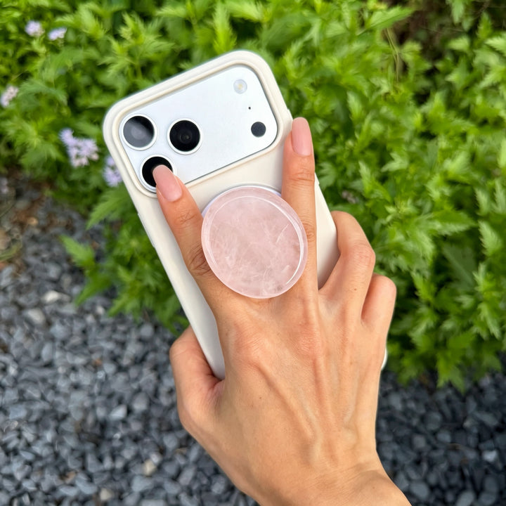 Rose Quartz Crystal Magnetic Phone Grip