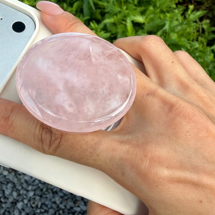 Rose Quartz Crystal Magnetic Phone Grip