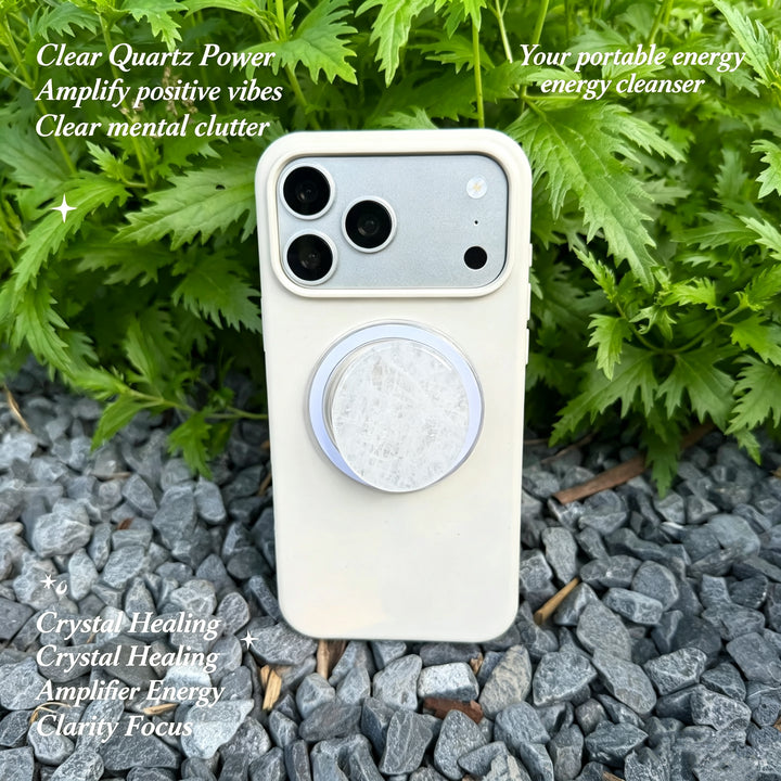 Clear Quartz Crystal Magnetic Phone Grip