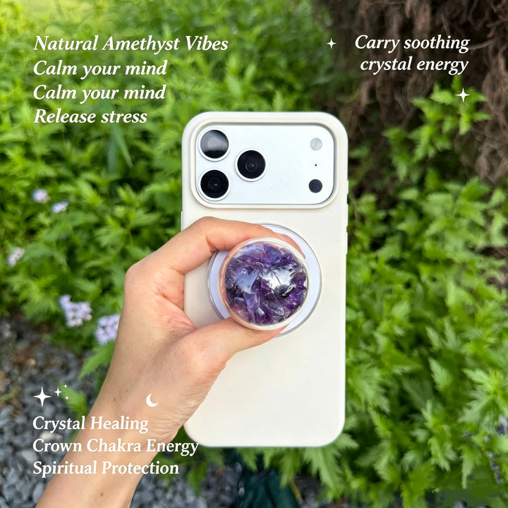 Amethyst Crystal Shaker Magnetic Phone Grip