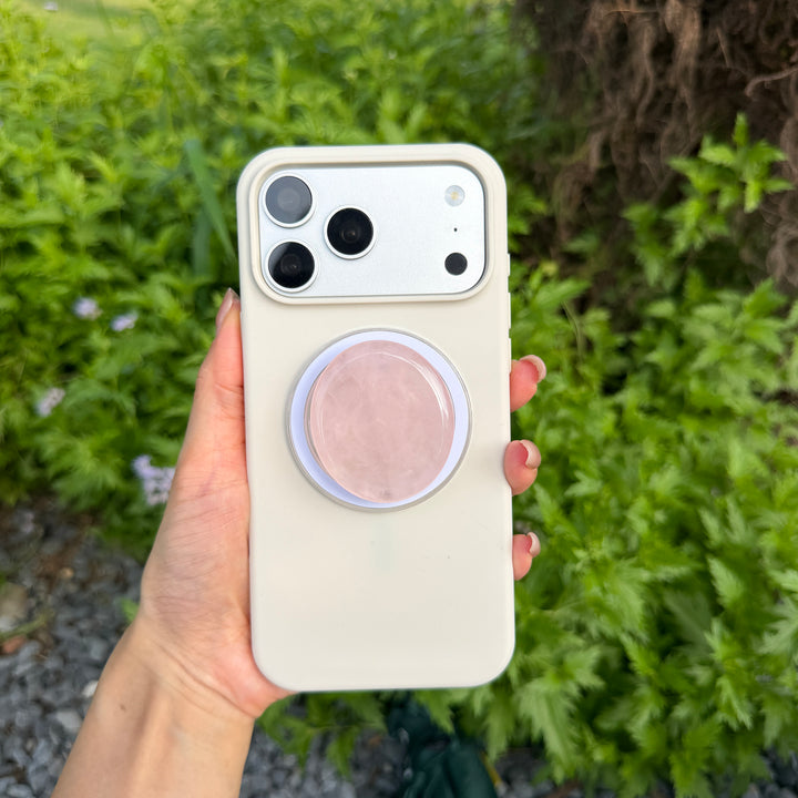 Rose Quartz Crystal Magnetic Phone Grip