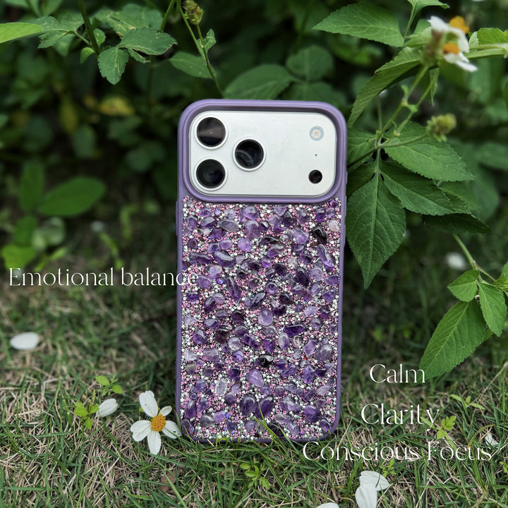 Amethyst Crystal iPhone Case – Handcrafted Protective Phone Case with Real Natural Stone