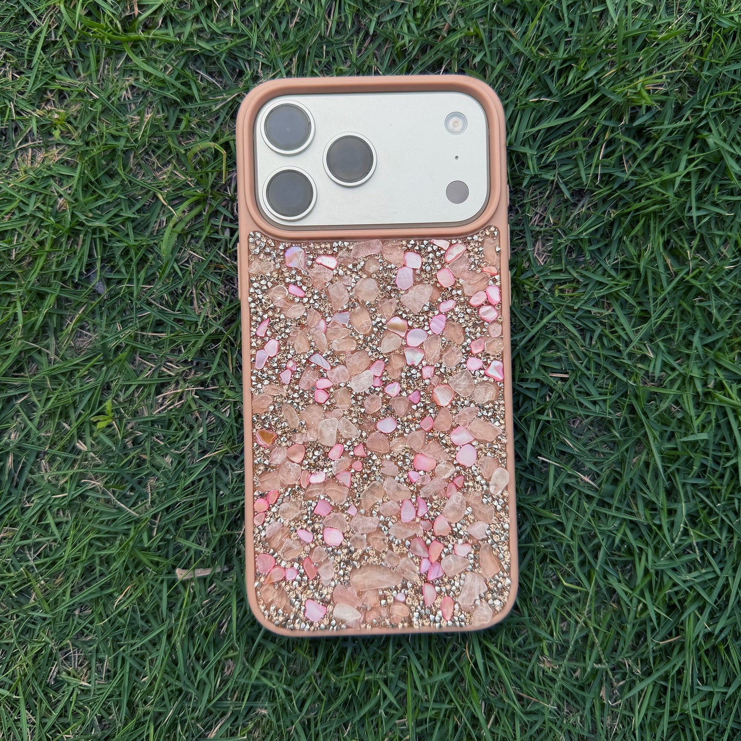 Rose Quartz Love Case Handcrafted Crystal Energy Phone Case