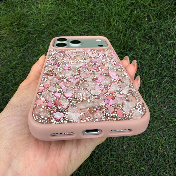 Rose Quartz Love Case Handcrafted Crystal Energy Phone Case
