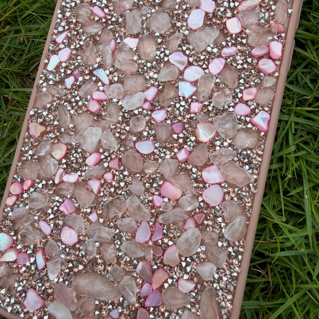 Rose Quartz Love Case Handcrafted Crystal Energy Phone Case