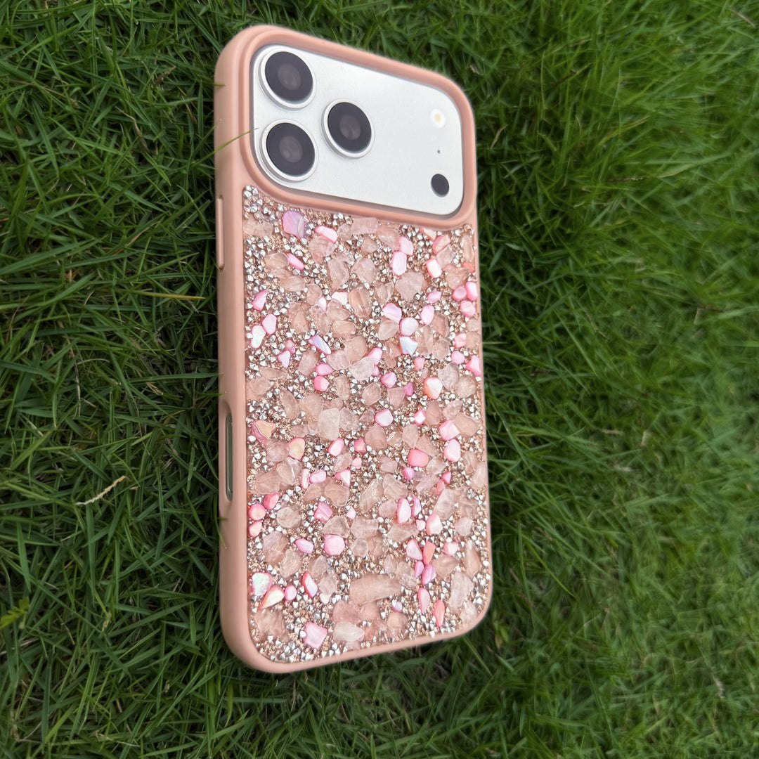 Rose Quartz Love Case Handcrafted Crystal Energy Phone Case