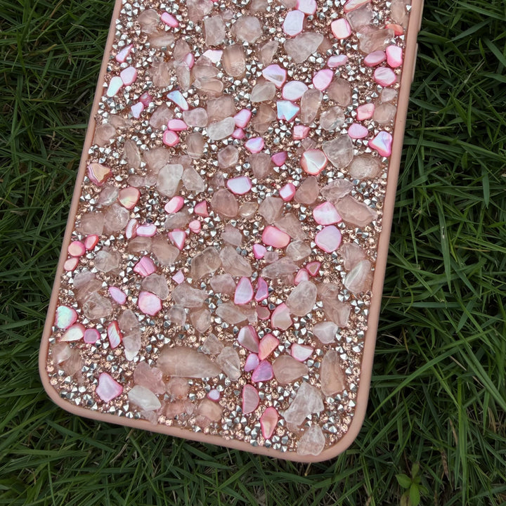 Rose Quartz Love Case Handcrafted Crystal Energy Phone Case
