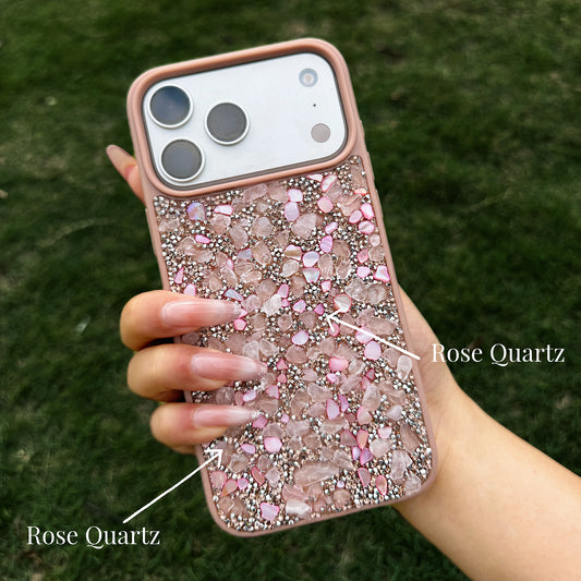 Rose Quartz Love Case Handcrafted Crystal Energy Phone Case