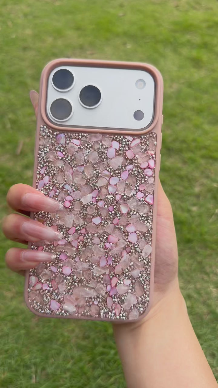 Rose Quartz Love Case Handcrafted Crystal Energy Phone Case
