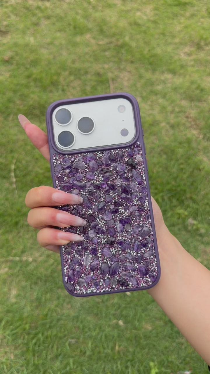 Amethyst Crystal iPhone Case – Handcrafted Protective Phone Case with Real Natural Stone